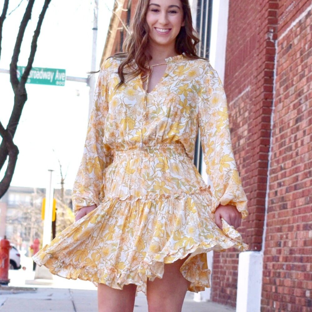 NWT - Dear John Abella Dress in Yellow Floral Meadow